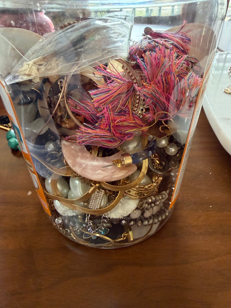 Mystery Jewelry Jar Variety Of .925 Silver, Gold Bracelets, Earrings, Necklac